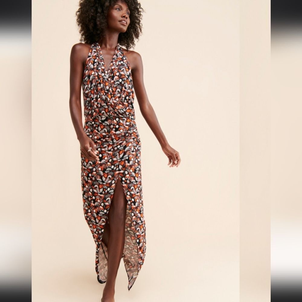 Free People Women's Midi V neck Daria Dress with high thigh slit Size XS… - Picture 10 of 13